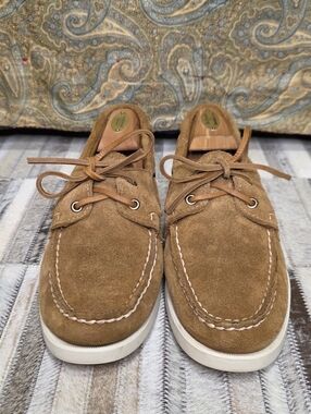 Women's Sebago Portland Flesh Out Loafers. Boat Shoes In Suede. Camel EUC!! 10.5
